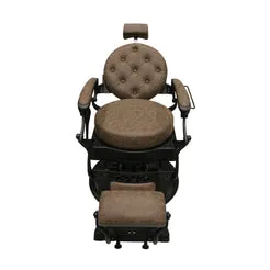 Focallo Fauteuil barbier marron vintage capitonné confortable