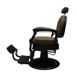 Focallo Fauteuil barbier marron vintage capitonné confortable