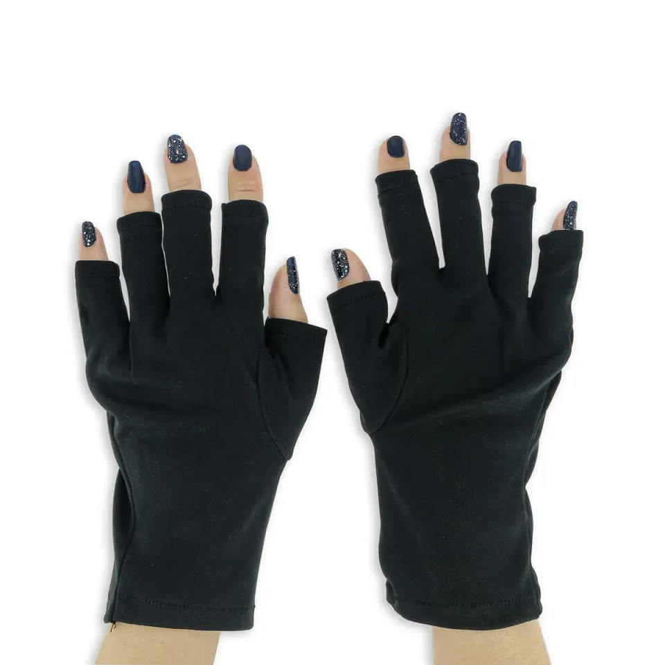 Beautélive gants protection UV noirs manucure paire doigts ouverts