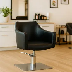 Mobilier By Gouiran Scopello Fauteuil Coiffure Noir Base Carrée