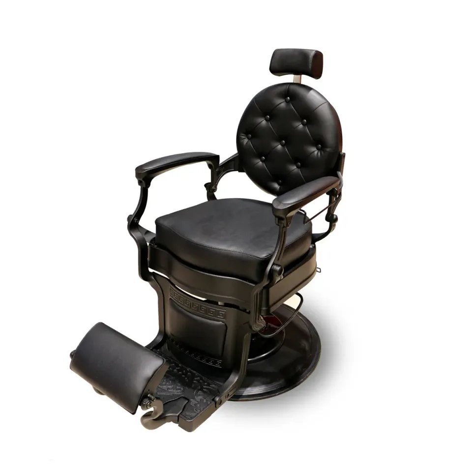Gouiran Signature Bergamo fauteuil barbier noir capitonné