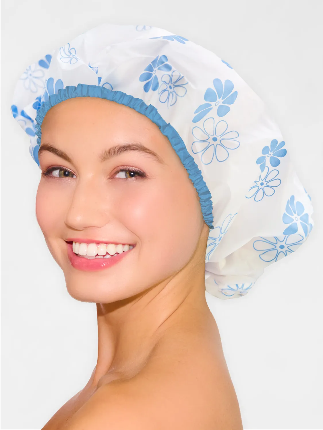 Betty Dain Floral Vinyl Terry bonnet douche vinyle