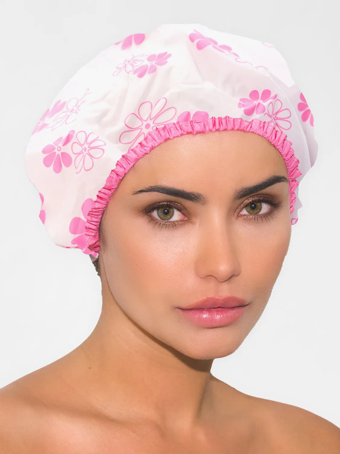 Betty Dain Floral Vinyl Terry bonnet douche vinyle