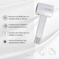 Beautélive Ionis Pro 1600 Sèche-cheveux Ionique 480g