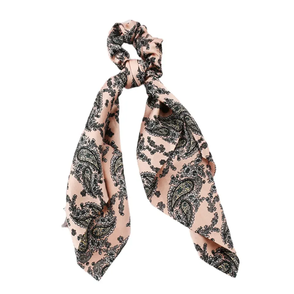 Beautélive Chouchou Foulard Beige Noir à motifs