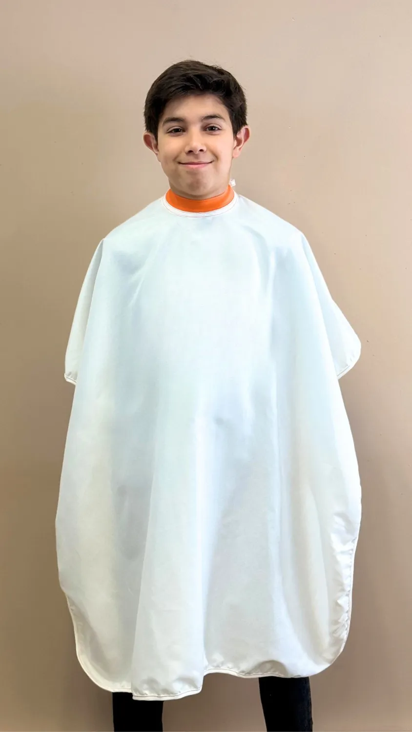 Fleanup Poncho enfant blanc cape de coupe col silicone