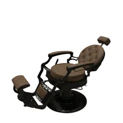 Focallo Fauteuil barbier marron vintage capitonné confortable