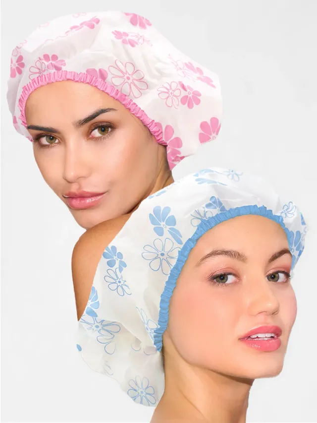 Betty Dain Floral Vinyl Terry bonnet douche vinyle