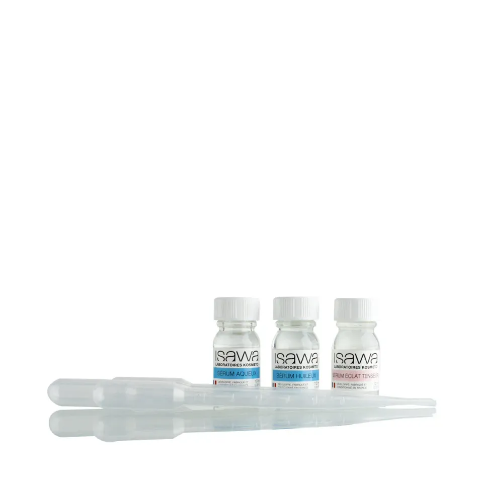Isawa Trio Sérums visage 3x10ml aqueux huileux éclat